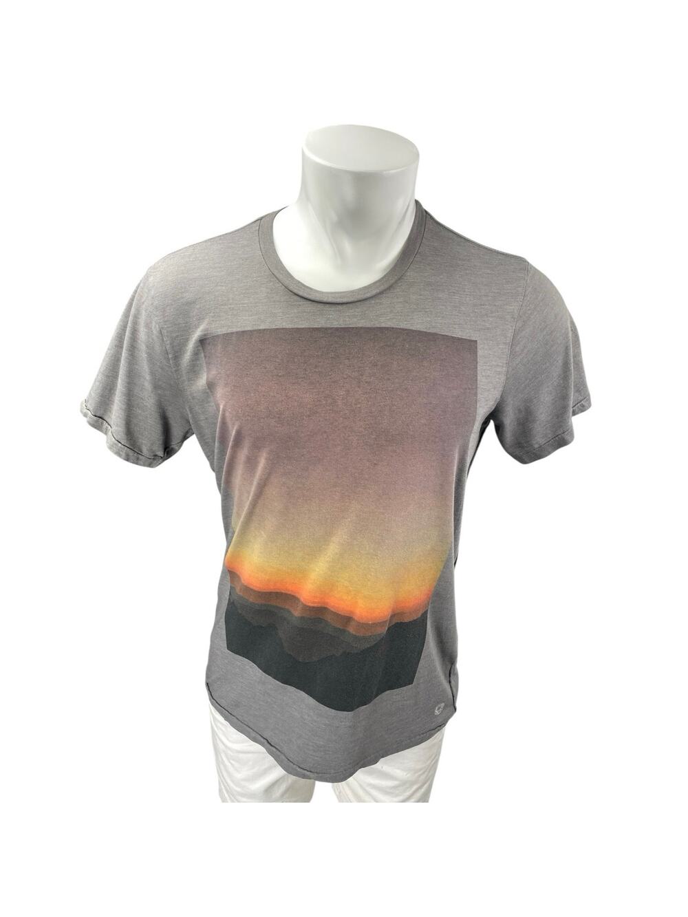 7 For All Mankind Mens Gray Crewneck Short Sleeve Graphic Tee T shirt Top Size M